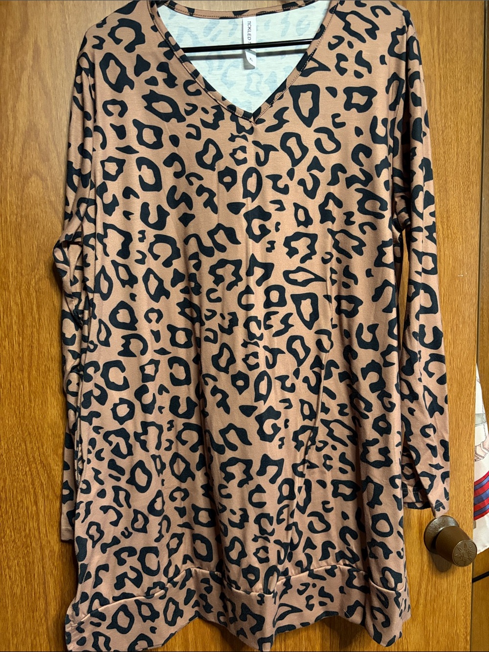 Tickled Teal Black Leopard V-Neck Tunic